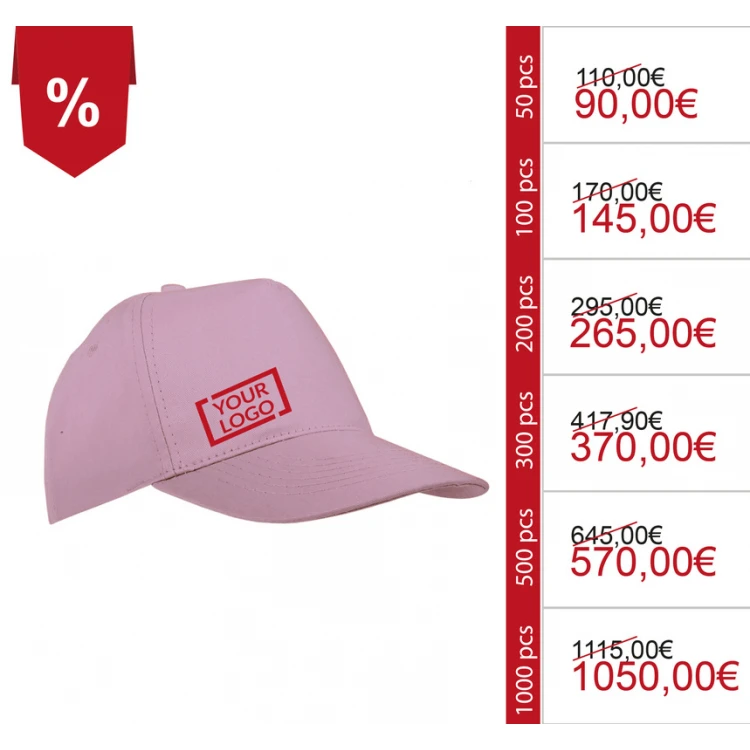 Cappellini personalizzati per bambini in poliestere con regolazione a velcro